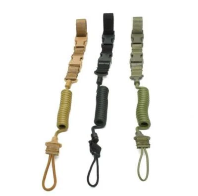 2pcs Tactical Pistol Lanyard Sling Handgun Elastic Secure Spring Retention Rope - Image 1 of 4