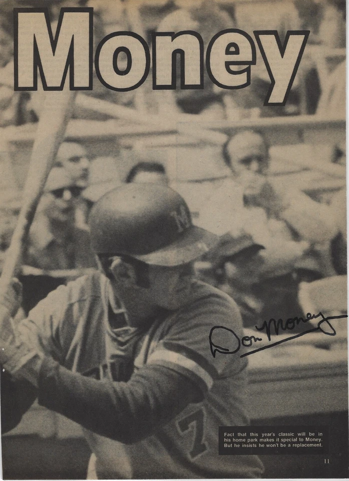 Foto de revista firmada autografiada por Don Money - MLB Brewers Phillies - con certificado de autenticidad Foto 1 de 1