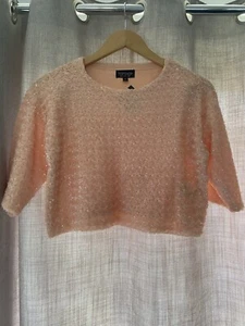 Topshop Women's Pink Sequin Crop Top Size 6 - Picture 1 of 5