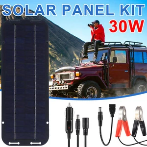 30W Solar Panel 12V Trickle Charger Battery Charger Kit Maintainer Boat Car RV - Picture 1 of 11