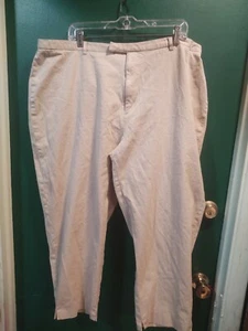 AVENUE Women's Sz 24 Petite Khakis Tan stretch Pants GUC W42-44 L 25.5" - Picture 1 of 10