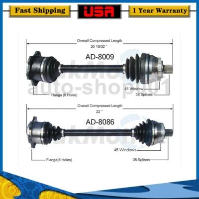 TrakMotive Front Driver Passenger Side CV Axle Joint For Audi A8 Quattro 1997 - Image 1 of 3
