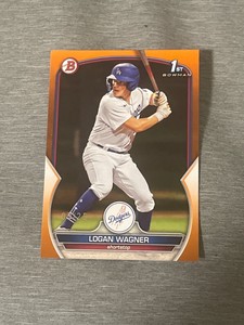 2023 Bowman LOGAN WAGNER ORANGE PARALLEL 7/25 DODGERS BP-36 PWE