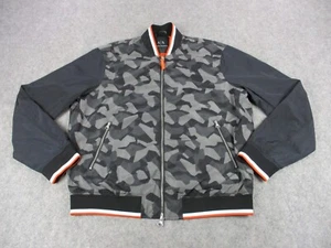 Armani Exchange Jacket Mens Extra Large Gray Orange Bomber Windbreaker Camo Coat - Picture 1 of 9