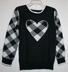 Charter Club Girl's Sweater Heart Check Black and White Girl's Size 5 - Picture 1 of 3