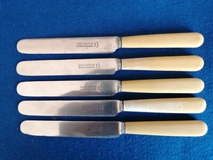5 vintage G Butler & Co 170mm butter/fruit knives. Ivorine handles. Early 1900s. - Picture 1 of 9