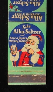 1930s SANTA CLAUS Take Alka-Seltzer and Have a Joyous Holiday Season Fizz MB - Picture 1 of 2