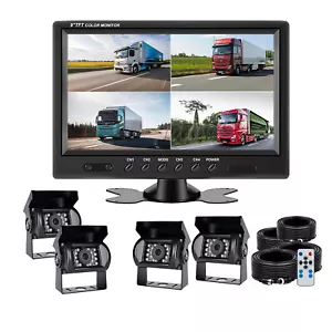 9" Quad Monitor 800*480 4PIN CCD Backup Camera for Truck Bus Trailer Caravan RV - Picture 1 of 13