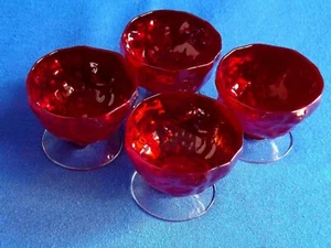 Vintage Morgantown Red Crinkle Sherbets - Set of 4 - Picture 1 of 6