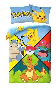 Set Bed Pokemon Charizard Pikachu Blastoise Duvet Cover Cotton 140x200