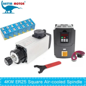 CNC 4KW Air Cooled Spindle ER25 Collet 220V/AC 12A 18000rpm 300Hz 4P Bearing VFD - Imagen 1 de 15