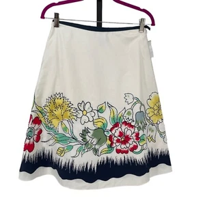 Anthropologie LAPIS Beaded Flare Midi Skirt Womens S Bohemian Floral Watercolor - Picture 1 of 11