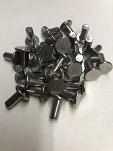 (100) Rivetto 1/4 X 1/2 Testa Piatta Acciaio Inox Fabbro Antico .25X.50 - Foto 1 di 3