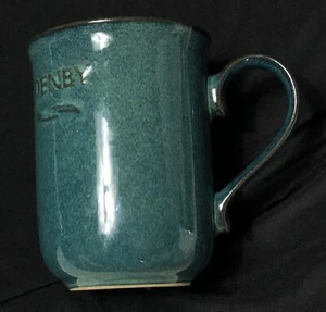 Vintage Denby England Greenwich Coffee Mug Cup Green Blue Advertising - Picture 1 of 9