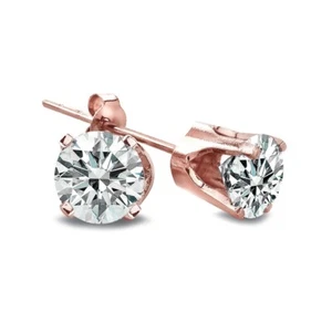 1/4 Ct Round Diamond 14K Rose Gold Stud Earrings, H-I, I2-I3 - Picture 1 of 4