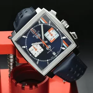 2023 Mai Indossato TAG Heuer Monaco Chronograph x Gulf ref. CBL2115.FC6494 - Foto 1 di 16
