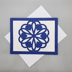 Handmade Anniversary Greeting Card Navy Blue Hearts Quilt Snowflake Blank Inside - Picture 1 of 4