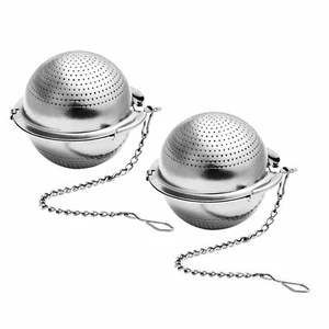 2 pcs Stainless Steel Mesh Ball Tea Infuser Strainers Infuser 18/8 Loose Leaf - Picture 1 of 9