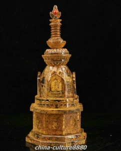 11" Antiguo Templo del Budismo Tíbet Cristal Tallado Tallado Buda Reliquia Estatua - Imagen 1 de 9