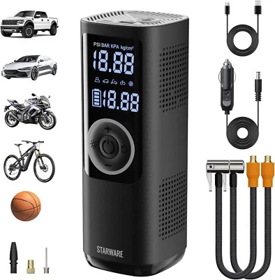 Rechargeable Portable Tire Inflator 150 PSI & 7500mAh Air Compressor Car Bike - Image 1 of 4
