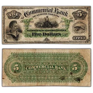 $5 1888 Commercial Bank of Newfoundland Canada Chartered Note #185-18-06 - Picture 1 of 3
