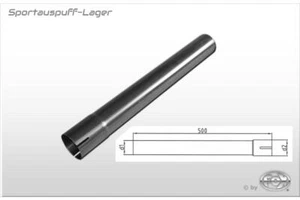 Fox Edelstahl Auspuff Rohr Ø 50mm geweitet (Steckverbindung) Länge 500mm 50cm - Afbeelding 1 van 2