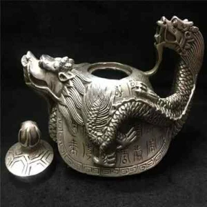 Xuande In Ming Dynasty Cupronickel Two Dragon Longevity Bronze Teapot Collection - Picture 1 of 9