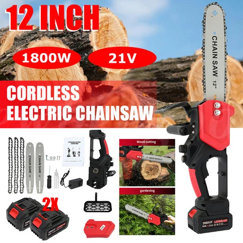 12" Cordless Chainsaw Brushless Electric Handheld Chain Saw w/ 2 Battery&Charge - Image 1 of 4