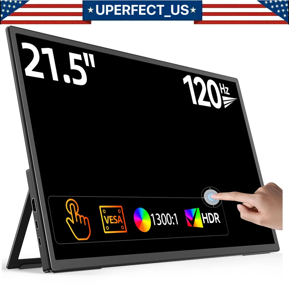 UPERFECT 21.5" 120HZ Touch Portable Monitor Screen Display For PS5 4 RPi Laptop - Image 1 of 4