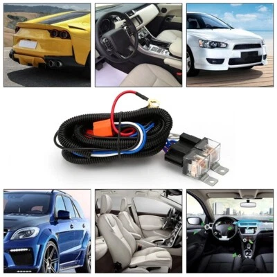 2-Headlight H4 Headlamp Light Bulb Ceramic Socket Plugs Relay Wiring Harness Kit - Image 1 of 4