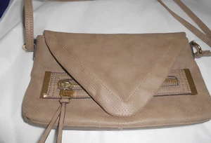 Nicole Miller Handtasche Schulterriemen weiches beige Leder mit Animalprint innen - Bild 1 von 6