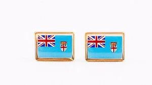 Fiji Flag Cufflinks--Oceania Island Pacific Fijian Polynesian Tropical - Picture 1 of 1