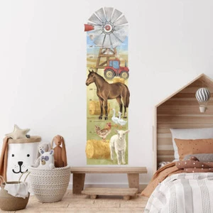 Farm Animals Height Chart Personalised Name option Kids nusery wall decal - Foto 1 di 4