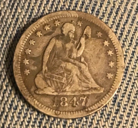 1847-o seated liberty quarter, fine Cover
