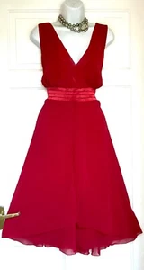 DEBENHAMS Gorgeous Red Flippy Empire Line Evening Party Dress Size 20 - Picture 1 of 6