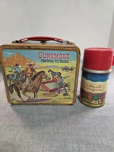 Vintage Gunsmoke Metall Brotdose mit Thermoskanne 1959 von Aladdin Matt Dillon - Bild 1 von 14