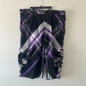 Vintage Coogi Jorts Y2K Canva Mens W42 Multicolor Plaid Cargo Hip Hop Streetwear - Picture 1 of 9