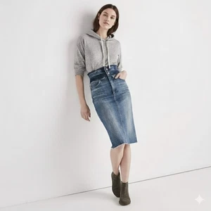 Falda Lápiz Cintura Apilada Rehecha Lucky Brand Mujer 2 26 Upcycle Med Wash Azul - Imagen 1 de 11