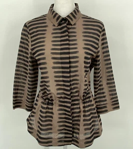 Akris Punto Jacket Womens 8 (40FR) Sheer Striped Button Up Drawstring Waist Luxe - Picture 1 of 24
