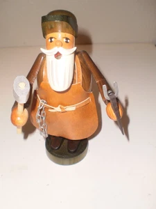 Vintage Erzgebirge BLACKSMITH Smokey Man Incense Burner Wood 8" figure NEW - Picture 1 of 3