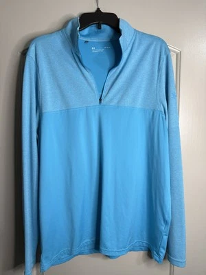 Under Armour 夹克男式 L 浅蓝色 1/4 拉链套衫户外-宽松 — 第 1/4 张图片