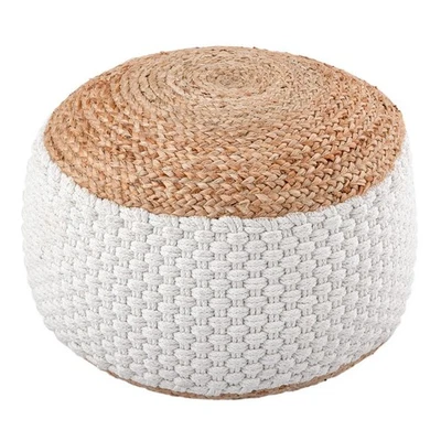 Sitzpouf Jute Sitzhocker rund Deko Hocker natur Sitzpouf Fußhocker - Bild 1 von 4