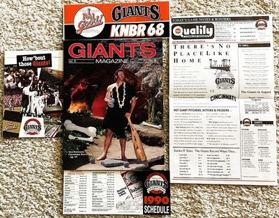 SAN FRANCISCO GIANTS-1990 MAGAZINE/PROGRAM+POCKET SCHEDULE+BUMPER STICKER+MORE - Image 1 of 2