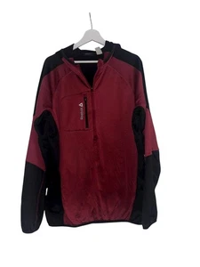 Reebok Men's L Black/Maroon Red 1/4 Zip Hooded Pullover Windbreaker Jacket - Picture 1 of 5