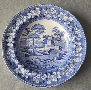 ANTIQUE COPELAND & GARRETT LATE SPODE PEARLWARE TOWER PATTERN SOUP PLATE 2 C1820 - Picture 1 of 4