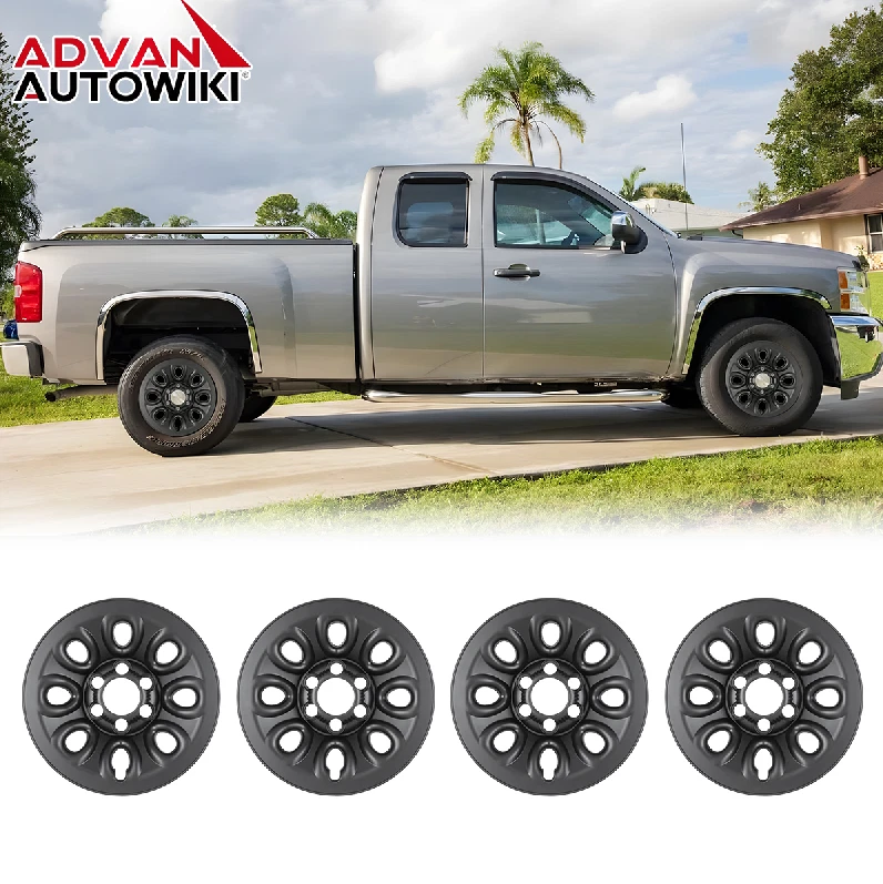 Set of 4 17''Wheel Rim Cover Hubcap For2005-13 Chevy Silverado 1500 Matte Black Foto 1 de 4