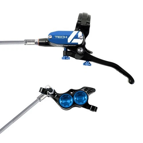 Hope Tech 4 E4 Enduro MTB Brake - Black/Blue - Braided Hose - Right Hand Rear - Image 1 of 1
