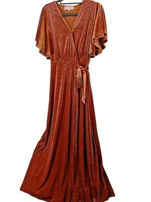 Vestido Arbor Mujer Talla M Terciopelo Envolvente Maxi Victoriano Regencia Núcleo Óxido Glamour Foto 1 de 4