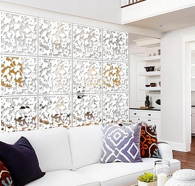 12 Pieces White PVC Bird Flower Hanging Room Divider Panel Screen for Decor - Image 1 of 4