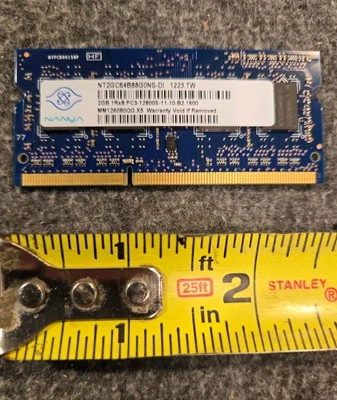 Nanya 2GB PC3-12800S SODIMM DDR3-1600mhz Laptop Memory NT2GC64B88GONS-DI - Image 1 of 2